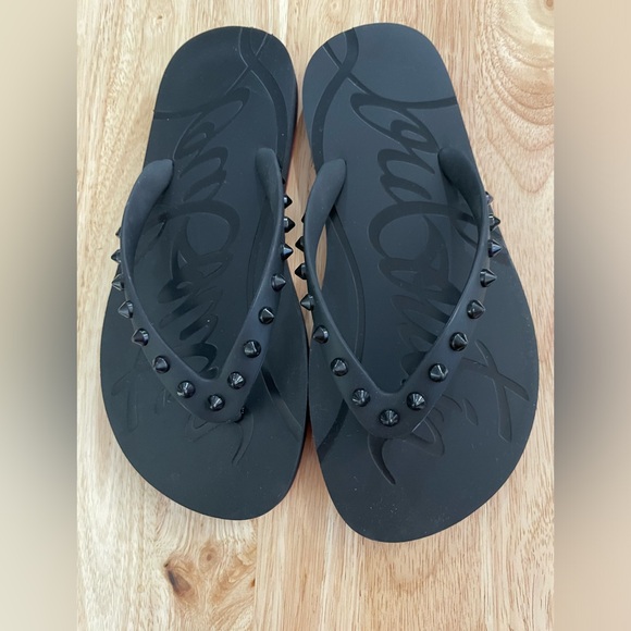 Christian Louboutin- Loubi Flip Donna Flat, black/red. Material- rubber. Size 37 - Picture 5 of 10